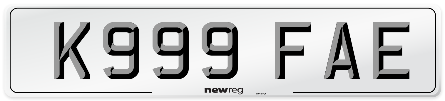 K999 FAE Number Plate from New Reg